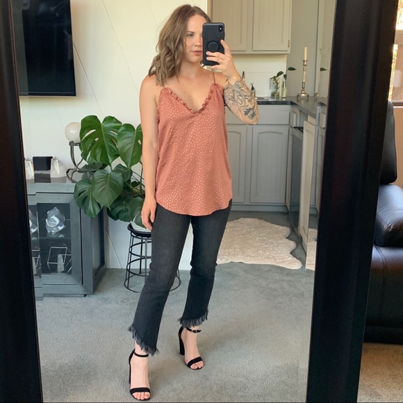 Express Tops - Express Blush Polka Dot Camisole